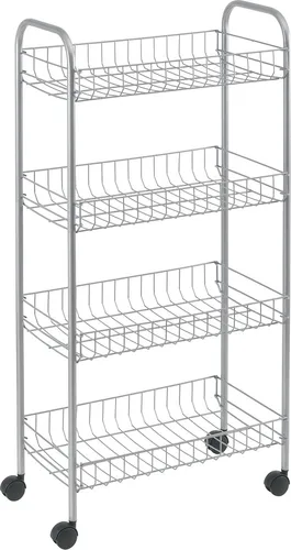 ROLLER Allzweckwagen - 4 Etagen - silber - Küche Aufbewahrung & Organisation - Robuster Allzweckwagen mit 4 stabilen Etagenkörben und 4 Lenkrollen für einfache Mobilität und flexiblen Einsatz.
