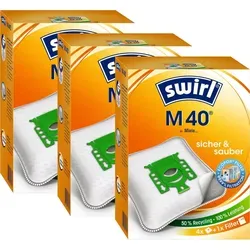 Swirl Staubsaugerbeutel M40 MicroPor Plus für Miele - Staubsaugerzubehörset mit Anti-Allergen-Filter und Dirtlock Staubverschluss für hygienisches Entsorgen. 12 Beutel + 3 Filter, aus 40% Recyclingmaterial.