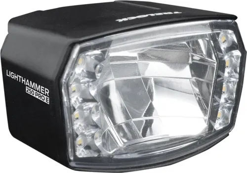 Trelock E-Bike LED Scheinwerfer Lighthammer Premium 250 / 200 LUX StVZO - Fahrradbeleuchtung mit 250/200 LUX Helligkeit für optimale Sichtbarkeit und Sicherheit im Straßenverkehr.