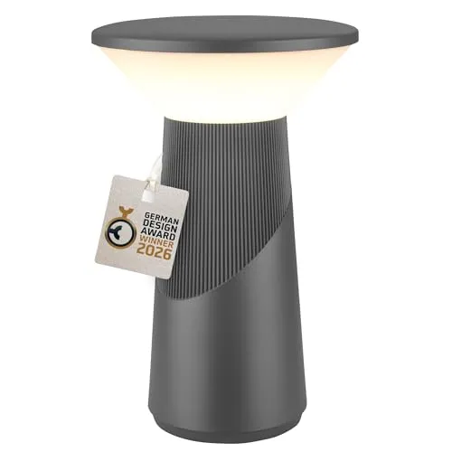 Dimmbare LED Tischlampe mit Akku und Touch-Funktion – 24 cm Anthrazit - Moderne Tischlampe, ideal für jedes Zimmer. Mit Touch-Bedienung, kabellos und dimmbar. Perfekt für stilvolle Akzente und flexibles Licht überall.