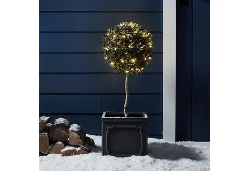 Lights4fun LED-Lichterkette 50er LED Batterie Lichterkette Außen warmweiß grünes Kabel
