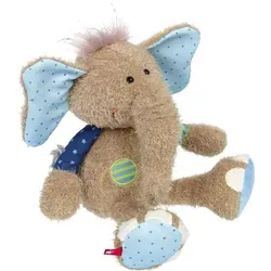 SIGIKID 42962 Stofftier Elefant blau Patchwork Sweety - Stofftier & Teddybären mit farbenfrohem Materialmix, ideal zum Kuscheln und Spielen für Babys und Kleinkinder von 0 bis 8 Jahren. Geräuschlos und leicht zu tragen, für ungestörte Schlafmomente.