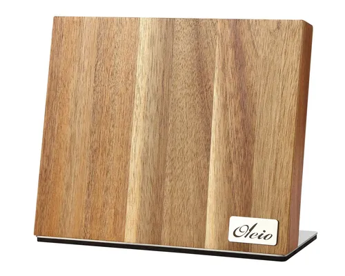 Oleio Magnetisches Messerbrett aus Akazienholz - Küchenmesser Aufbewahrung mit starkem Magnet und elegantem Design – ideal für bis zu 6 hochwertige Messer, hygienisch und platzsparend.