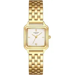 Glanzstücke München Damen-Armbanduhr in Gelbgold - Elegante Damen-Armbanduhr mit quadratischem Gehäuse, mattiertem Zifferblatt und präzisem Quarzwerk. Sicherheits-Faltschließe für optimalen Halt. Ideal für stilvolle Anlässe.