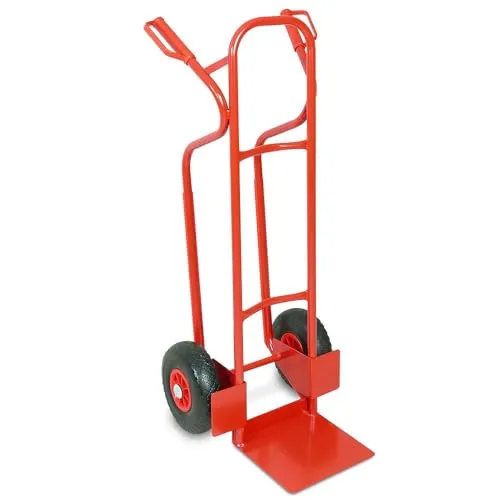 Sackkarre aus Stahl mit pannensicheren Reifen - Robuste Sackkarre für bis zu 200 kg Tragfähigkeit, ausgestattet mit pannensicheren Reifen für sorgenfreies Transportieren. Ideal für den Einsatz in Lager und Bau.