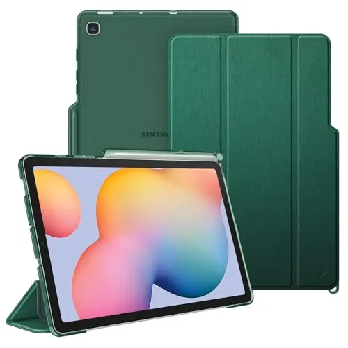 Fintie Hülle für Samsung Galaxy Tab S6 Lite 10,4 Zoll 2024/2022/2020 Tablet - Slim Schutzhülle mit Transparenter Rückseite Cover und Auto Schlaf/Wach Funktion, Dunkelgrün