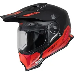 Just1 J14-F Elite Motocross Helm, schwarz-rot, Größe S - Motorradhelm mit Fiberglas-Helmschale, herausnehmbarem und waschbarem Innenfutter – ideal für maximale Sicherheit und Komfort beim Motocross.