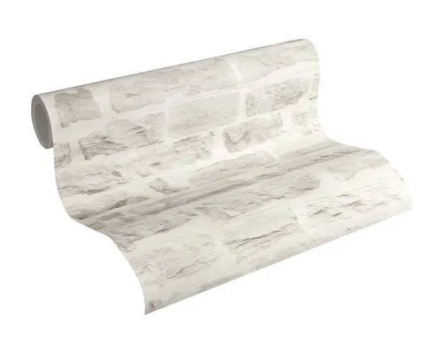 35580-4) moderne Vliestapete Stein-Dekor weiß hellgrau 