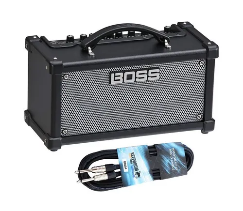 Boss Dual Cube LX Gitarren Verstärker mit Kabel - Tragbarer Stereo Gitarren-Verstärker mit 10W Leistung, 8 Verstärkertypen, 7 Effekten und integrierten Looper – ideal für zuhause oder unterwegs.