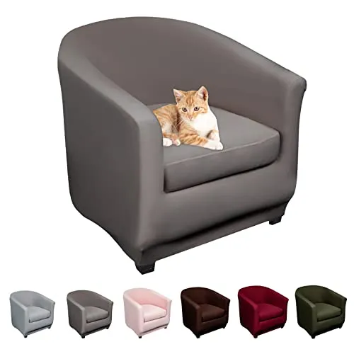 Lydevo Sesselhussen Clubsessel Stretch Sesselschoner Sesselbezug Tub Chair Cover Couchbezug Elastisch Anti-Rutsch Club Sesselüberwürfe Husse für Loungesessel,Grau