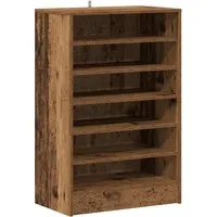 vidaXL Schuhschrank Altholz-Optik 60x35x92 cm - Schuhablagen mit viel Stauraum und eleganter Altholz-Optik, ideal für ein aufgeräumtes Wohnumfeld und pflegeleicht durch glatte Oberfläche.