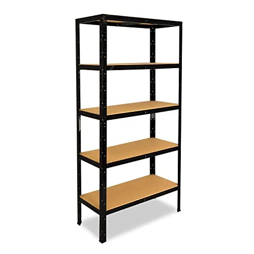 shelfplaza Schwerlastregal BLACK 180x110x23cm - Schwerlastregal mit 5 stabilen HDF Böden, Tragkraft bis 175 kg pro Boden. Ideal für Keller, Garage oder Büro, sorgt für Ordnung und Flexibilität in jedem Raum.