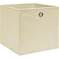 vidaXL Aufbewahrungsboxen 4 Stk. Vliesstoff 28x28x28 cm Creme - Gartenmöbel-Sets: Stilvolle und langlebige Faltboxen aus Vliesstoff, ideal für die ordentliche Aufbewahrung von Kleidung. Platzsparend zusammenklappbar und mit praktischer Metallöse für einfachen Zugriff.