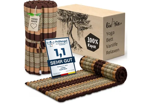 Reisebett-Matratzen Rollmatte 75 cm breit, vegan und handgefertigt, 200x75x4,5cm, livasia, 4.5 cm hoch, Kapok