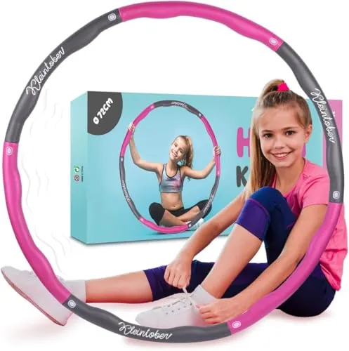 KLEINTOBER Premium Hula Hoop für Kinder & Erwachsene - Fitnessreifen mit Übungsanleitung für 4 Hula Übungen, ideal zum Abnehmen und für Spaß bei Jung und Alt, perfekt für Zuhause und unterwegs.