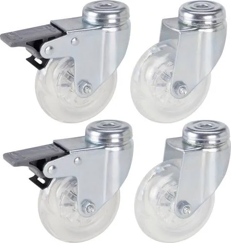 dörner + helmer 4506551 Lenkrolle mit Feststeller - Lenkrollen Set mit 75 mm Rad-Durchmesser und 50 kg Tragfähigkeit, ideal für die flexible Umgestaltung von Dielenmöbeln und Kindermöbeln im Wohnbereich.