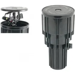 Versenkregner Tauch Sektor 360° - Schwarz - Bewässerungssystem für kreisrunden Bewässerung bis 24 m Durchmesser, ideal für automatische Gartenanlagen; bodenbündig installierbar, rostfrei und platzsparend.