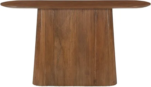 SIT Möbel Konsolentisch | Ovaler Mangoholztisch - Drohnen - Eleganter Konsolentisch aus massivem Mangoholz mit ovaler Tischplatte und Lamellendesign, ideal für Flur oder Wohnzimmer und langlebig durch hochwertige Verarbeitung.