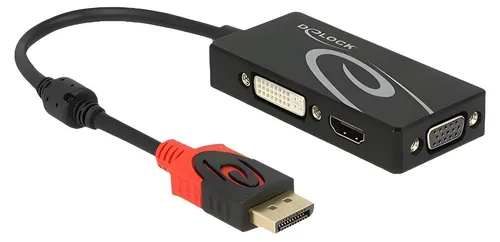 DELOCK DisplayPort Adapter DP -> D-Sub15/HDMI/DVI 4K schwarz