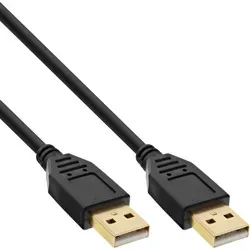 InLine? USB 2.0 Kabel, A an A, schwarz, Kontakte gold, 2m