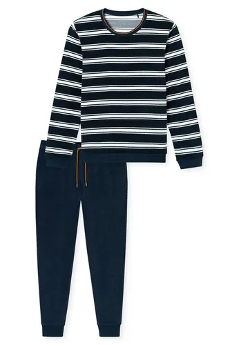 Schiesser Herren Pyjama in Marine, Größe 50 - Bequemer Herren Pyjama im Regular Fit aus weichem Baumwoll-Mix. Mit elastischem Bund und Tunnelzug für individuelle Anpassung sowie gerippten Abschlüssen für optimalen Sitz.