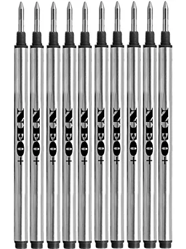 NEO+ Nachfüllen des Stifts Kompatibel mit MontBlanc Rollerball Kugelschreibern: Solitaire, Noblesse, Generation, Scent, Bohème, Classic und StarWalker, Jinhao, Gullor Rollerball Pen (10 x SCHWARZ)