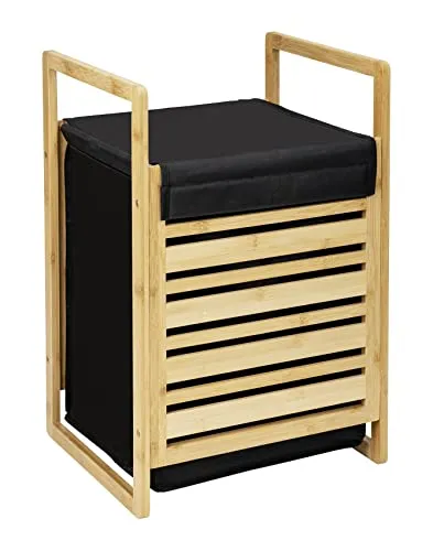 Wenko Ecori Wäschetruhe, Bambus, Schwarz - Nachhaltig und Stilvoll - Haushaltskörbe & Klappboxen: Die Ecori Wäschetruhe vereint modernes Design mit nachhaltigen Materialien und bietet praktischen Stauraum für Ihr Zuhause.