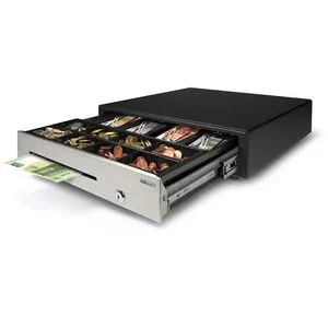 Safescan HD-4141S Kassenschublade - Kompakte Kassenschublade mit automatischer Öffnung über RJ12, 4 Schein- und 8 Münzfächer für eine organisierte Kassenführung und maximale Sicherheit.