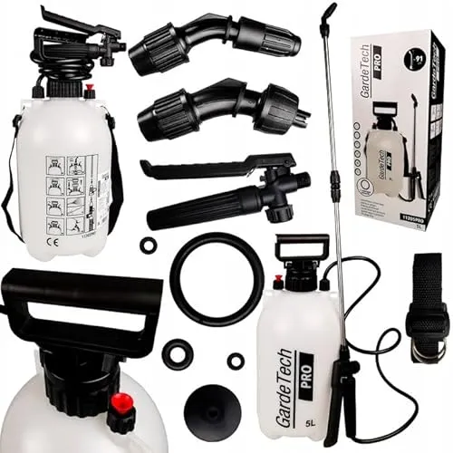 GardeTech PRO Drucksprüher 5L - Verstellbare Düse für präzises Sprühen - Bewässerungssysteme: Handbetriebene Gartenspritze mit 5L Volumen und verstellbarer Düse für optimale Anwendung im Garten.