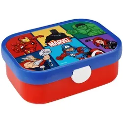 Mepal Brotzeitbox Avengers, Blau, Gelb, Grün, Rot, Kunststoff, 0,75 L, rechteckig, 17.8x13.2x6.1 cm, herausnehmbare Schälchen, Küchenzubehör, Vorratsbehälter, Brotdosen