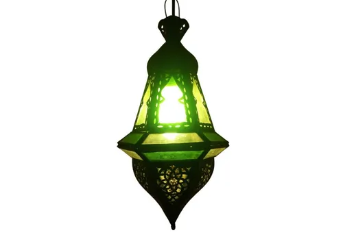 Marrakesch Orient & Mediterran Interior Hängelampe Anya Grün - Orientalische Deckenleuchte aus Handarbeit, Höhe 35 cm, ideal für stimmungsvolle Innenräume, ohne Leuchtmittel, inkl. Elektrik und Baldachin.