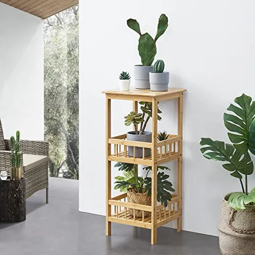 [en.casa] Standregal Pyhäjärvi – Praktisches Bambusregal mit 2 Ablagefächern - Standregal aus umweltfreundlichem Bambus, perfekt für Bad oder Küche. Stabiler Stand und einfache Montage, Maße: 79 x 33 x 33 cm.