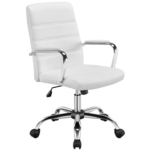 Yaheetech Ergonomischer Bürostuhl mit Armlehnen - Bürostuhl mit Wippfunktion und höhenverstellbarem Gaslift, belastbar bis 130 kg, für hohen Sitzkomfort und stabilen Einsatz im Büro.