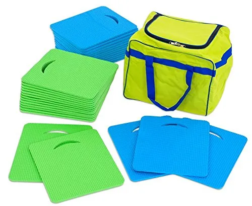 Betzold Sitzunterlagen-Set, inkl. Tasche, 31-teilig - Kindertanzmatten-Set mit 30 rutschfesten Sitzunterlagen in Grün und Blau, perfekt für drinnen und draußen. Ideal für Gruppenaktivitäten und Spiele im Freien, inklusive praktischer Tragetasche.