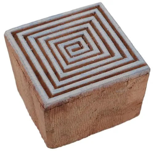 GURU SHOP Indischer Textilstempel, Holz Stoffdruckstempel, Blaudruck Stempel, Druck Modell - 4x4 cm Spirale 4