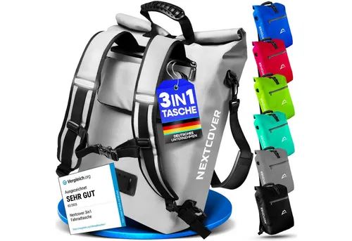 Nextcover 3in1 Fahrradtasche für Gepäckträger - wasserdicht und vielseitig - Fahrradtaschen: Die Nextcover 3in1 TPU-Fahrradtasche verwandelt sich schnell von Gepäckträgertasche in Rucksack oder Umhängetasche und bietet 100% Wasserdichtigkeit sowie ein ergonomisches Tragesystem für maximalen Komfort.