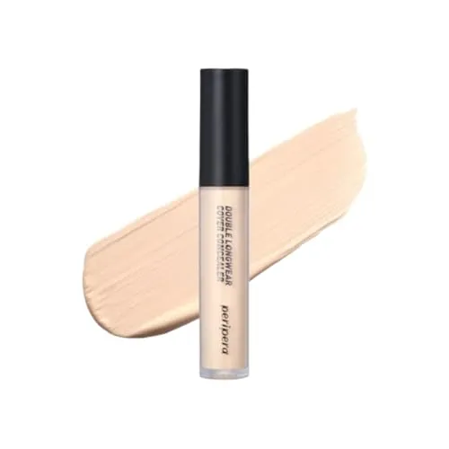 Peripera Double Longwear Cover Concealer – Vollständige Abdeckung kaschiert dunkle Ringe Hautunreinheiten – reines Elfenbein – 5,5 g