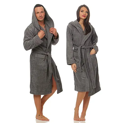 CLASS HOME COLLECTION Unisex-Bademantel - Bademantel aus 100% Baumwolle mit Kapuze, ideal für entspannte Momente zu Hause. Hochwertiger Frottee, klassischer Schnitt und zwei aufgesetzte Taschen für zusätzlichen Komfort.