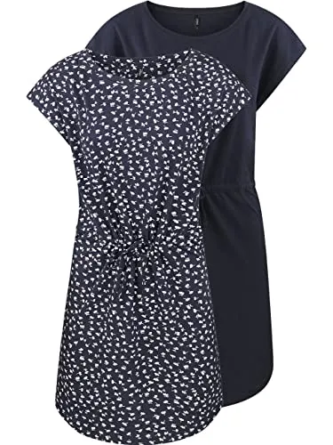 ONLY Damen Sommer Mini Kleid onlMAY S/S Dress 2er Pack - Freizeitkleider für Damen, gestreift und aus 100% Baumwolle, bieten perfekten Tragekomfort und eine feminine Silhouette für jeden Anlass.
