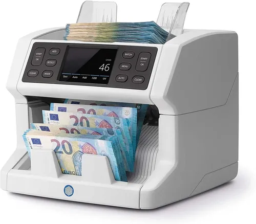 Safescan 2850 Banknotenzähler - Card-Reader, ideal für schnelles und zuverlässiges Zählen von bis zu 1.500 Banknoten pro Minute mit echtheitsprüfenden Funktionen.