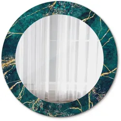 Tulup Rundspiegel Türkis – 60 cm Durchmesser, Hochwertiger Wandspiegel - Stylisher runder Wandspiegel mit einzigartigem Druck-Design. Ideal für Bad, Wohnzimmer oder Flur. Hergestellt aus robustem Spiegelglas – vereint Funktionalität und modernes Design.