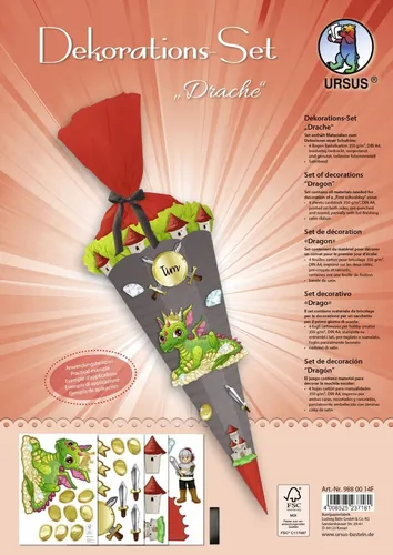 BASTELSET DEKORATIONS-SET FÜR SCHULTÜTE ca 70 cm DRACHE