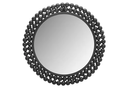 MIRRORS AND MORE Dekospiegel AMILA, Ø 46 cm, Schwarz, Metall - Eleganter runder Dekospiegel mit schwarzem Metallrahmen, ideal für moderne Wohnräume. Perfekte Ergänzung für jeden Raum.