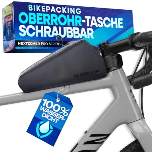 Nextcover® Bikepacking Oberrohrtasche Schraubbar – 100% Wasserdicht mit AquaShield-TPU