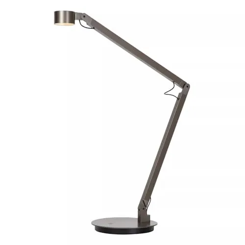Licht-Erlebnisse LED Schreibtischleuchte Aluminium Grau 90 cm - Moderne Tischlampe aus Aluminium in Grau mit flexiblem Knickgelenk. Ideal für individuelles Licht im Büro oder Wohnzimmer. Mit fest verbautem 7W LED-Leuchtmittel für zielgerichtete Beleuchtung.