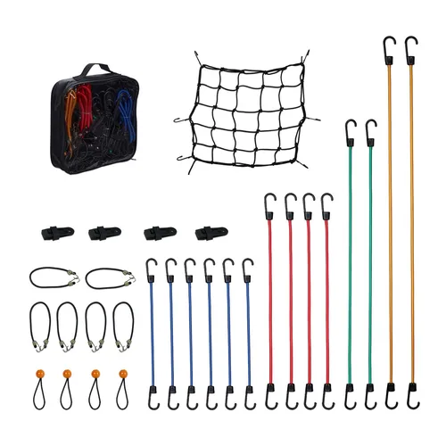 Spanngummi Set, 30x Multi Expander, Gummispanner, Zeltgummis, Fahrrad Spanner