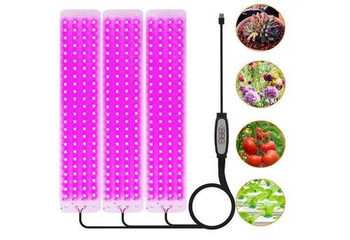 Jibenhome Pflanzenlampe 26 x 5 cm USB LED Pflanzenlampe 1/2/3/4 Panels Timer, Dimmbare, 96 LEDs, Pink-violett-3 Panels, 4.5 W/9 W/13.5 W/18 W