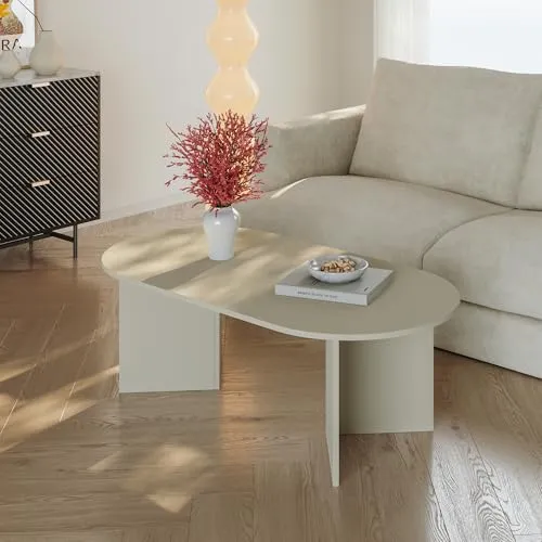 [en.casa] Couchtisch Kynd Wohnzimmertisch 119 x 60 x 40 cm Sofatisch Beistelltisch mit ovaler Tischplatte Kaffeetisch Sandfarben