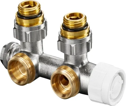 Oventrop Ventil Anschlussarm für Badheizkörper - Heizkörperthermostat mit Winkelform, ideal zum Regeln und Absperren in Zweirohr-Zentralheizungsanlagen, max. 120 °C, aus rostfreiem Stahl für langlebige Nutzung.