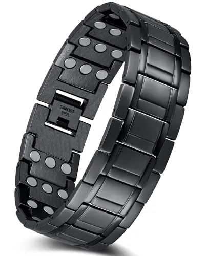 Jeracol Magnetarmband Herren, Titanstahl Magnet Armband Heilung Herren mit Ultra-Stärke von 3500 Gauss-Magneten, verstellbares Armband mit Entfernungswerkzeug und Schmuck-Geschenkbox